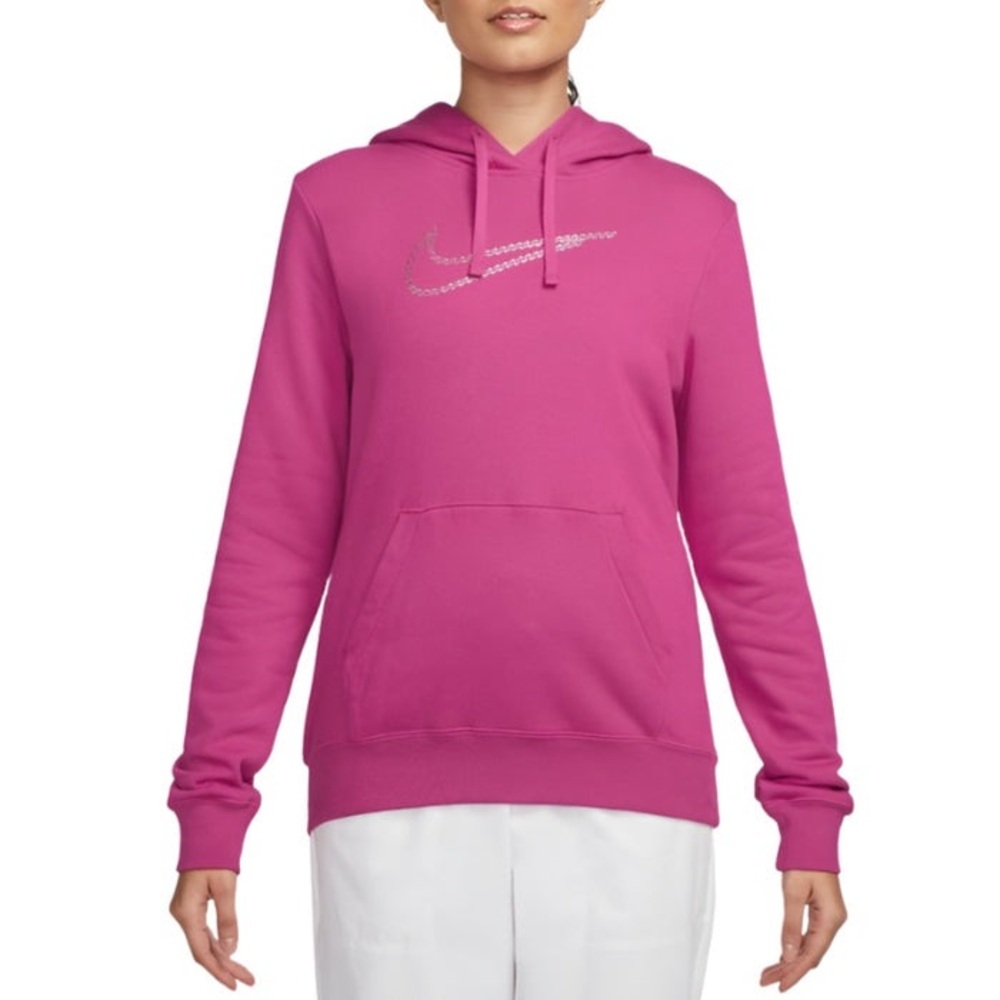 Nike Women’s fleece pullover pink hoodie size Medium K-21
